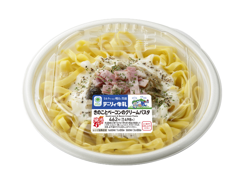 きのことベーコンのクリームパスタ
